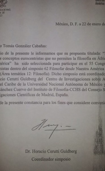 18&deg;Aceptaci&oacute;n para texto de Francisco Tom&aacute;s Gonz&aacute;lez Caba&ntilde;as