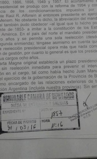 Presentan Proyecto de Pr&oacute;rroga v&iacute;a Plebiscito 
