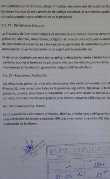 &ldquo;Ciudadanos&rdquo; Presenta Proyecto de Reforma electoral en la legislatura.
