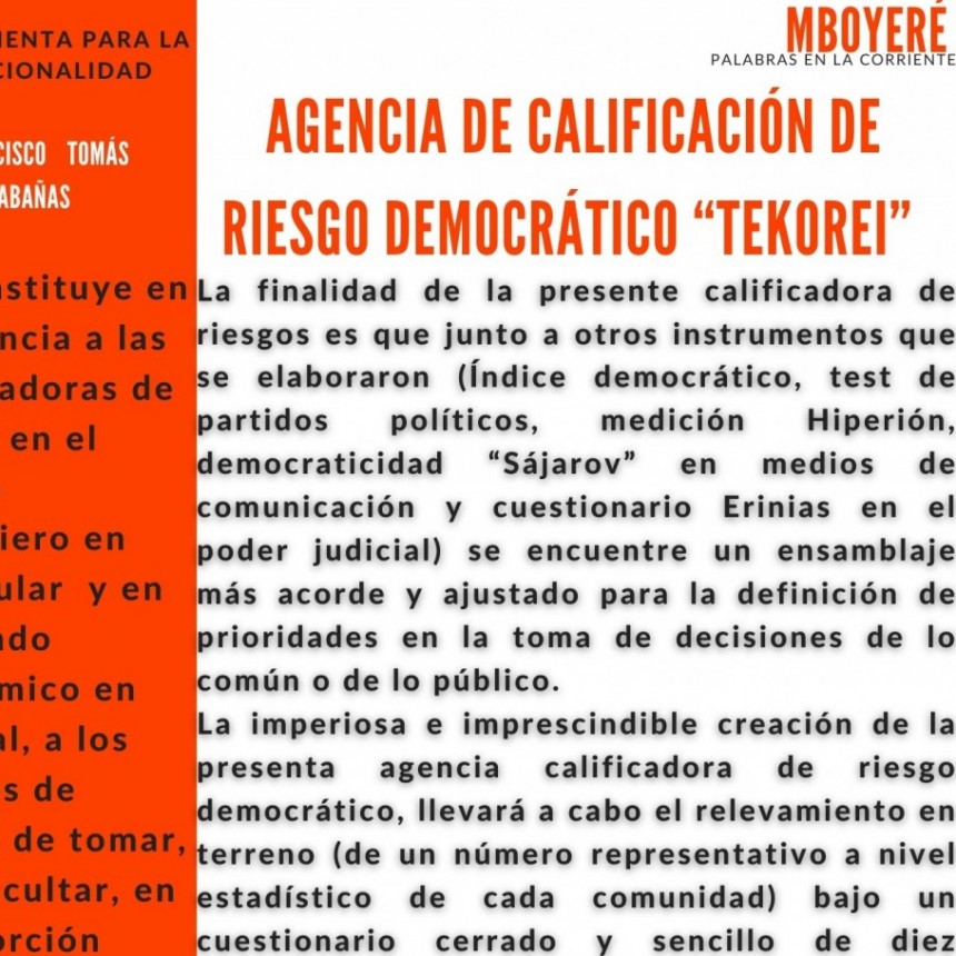 Agencia de calificaci&oacute;n de riesgo democr&aacute;tico &ldquo;Tekorei&rdquo;.