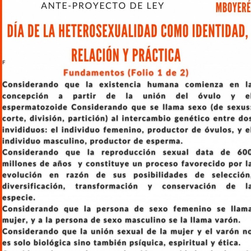 Proponen establecer el d&iacute;a de la heterosexualidad. 