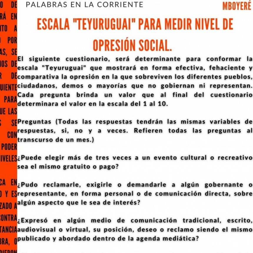 Escala "Teyuruguai" medir&aacute; nivel de opresi&oacute;n social.
