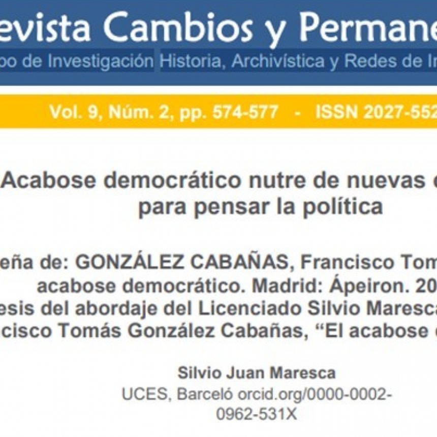 Publican en revista cient&iacute;fica de Universidad Colombiana rese&ntilde;a de libro de Francisco Gonz&aacute;lez Caba&ntilde;as.